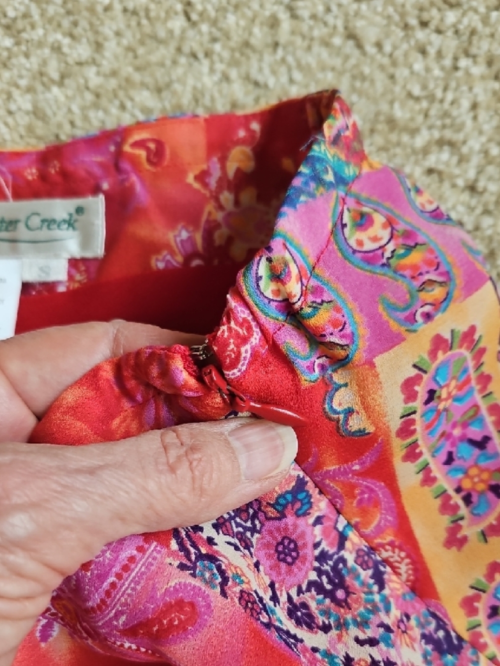 Coldwater Creek Size S Pink Paisley A-Line Skirt With Lining - Picture 3 of 8